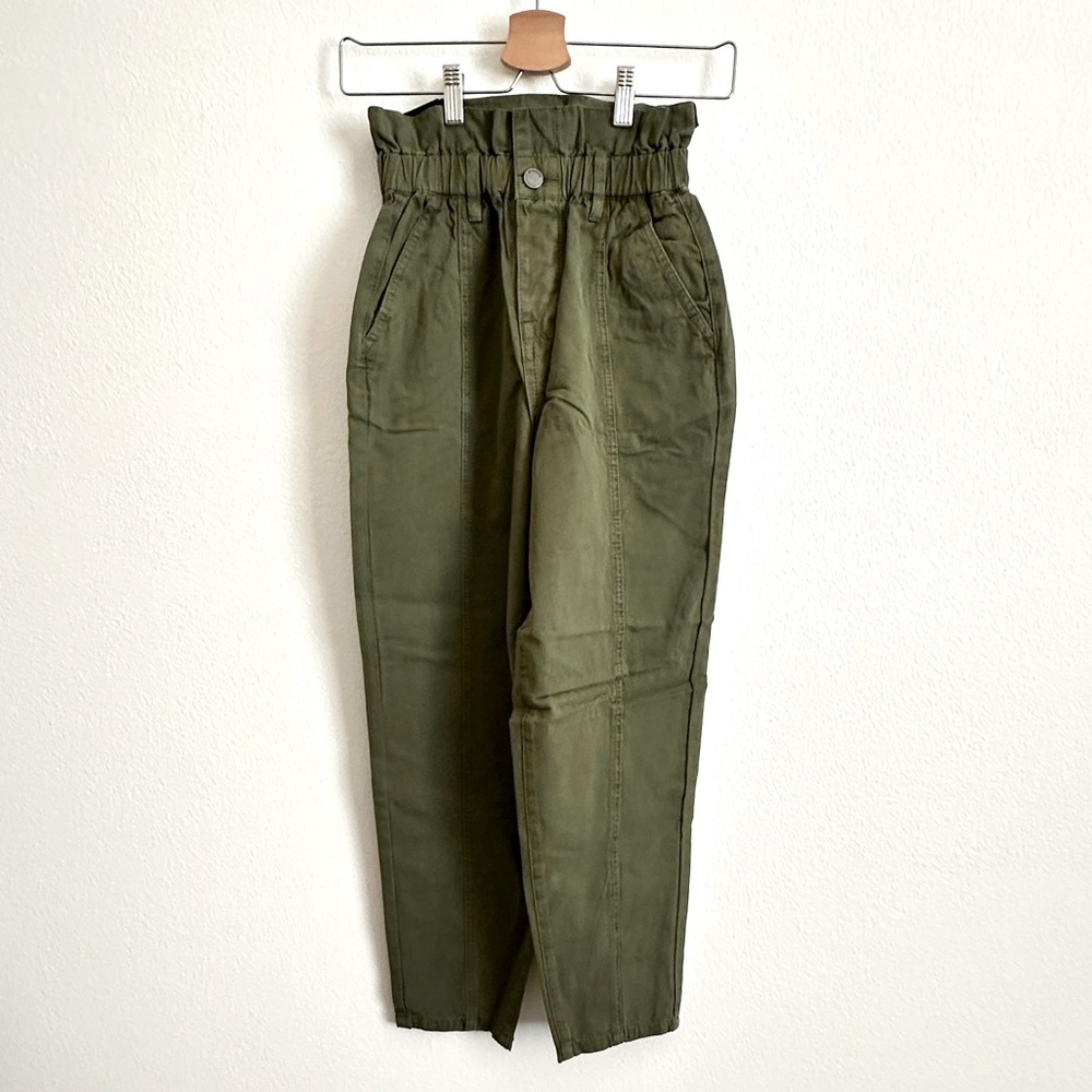 Blank NYC Olive Green High-Waist Button-Fly Ankle Cotton Pants Size 25